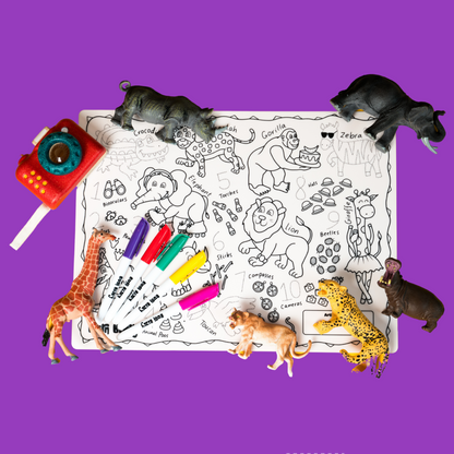 Totally Wild Safari Reusable Silicone Colouring Mat Set