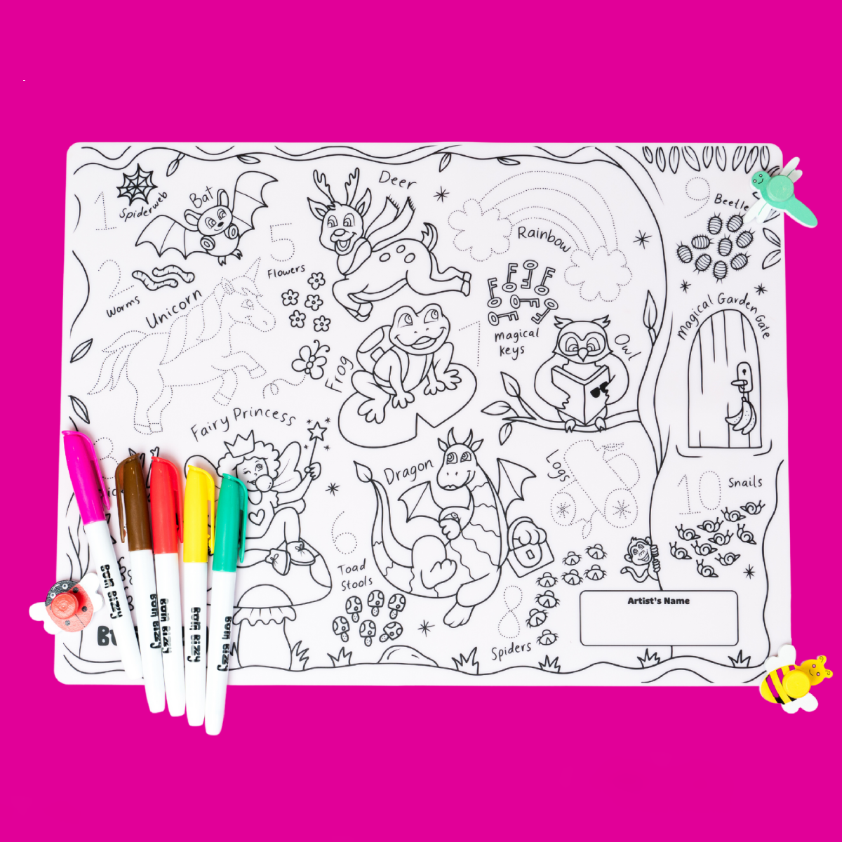 Enchanted Fairy Garden Reusable Silicone Colouring Mat Set