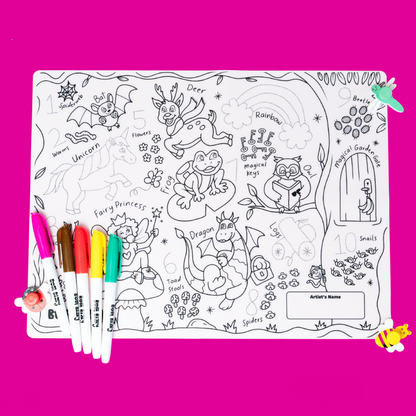 Enchanted Fairy Garden Reusable Silicone Colouring Mat Set